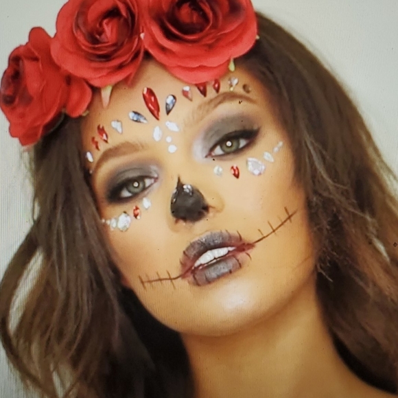 🆕️  Day of the Dead Face Jewels With Headband - Picture 8 of 10